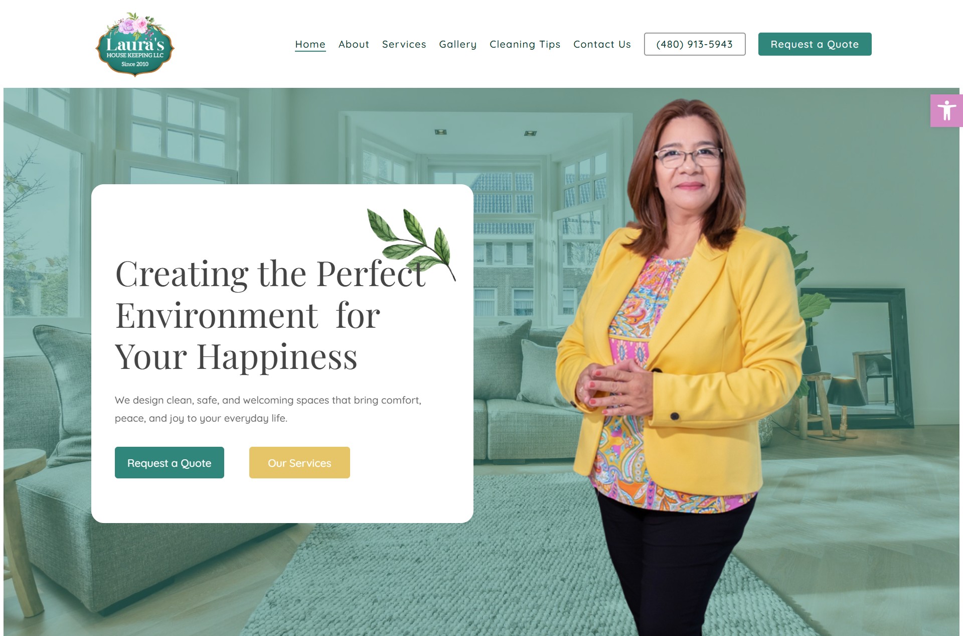 Laura's House Keeping cleaning service website designed by OrangeSky Websites
