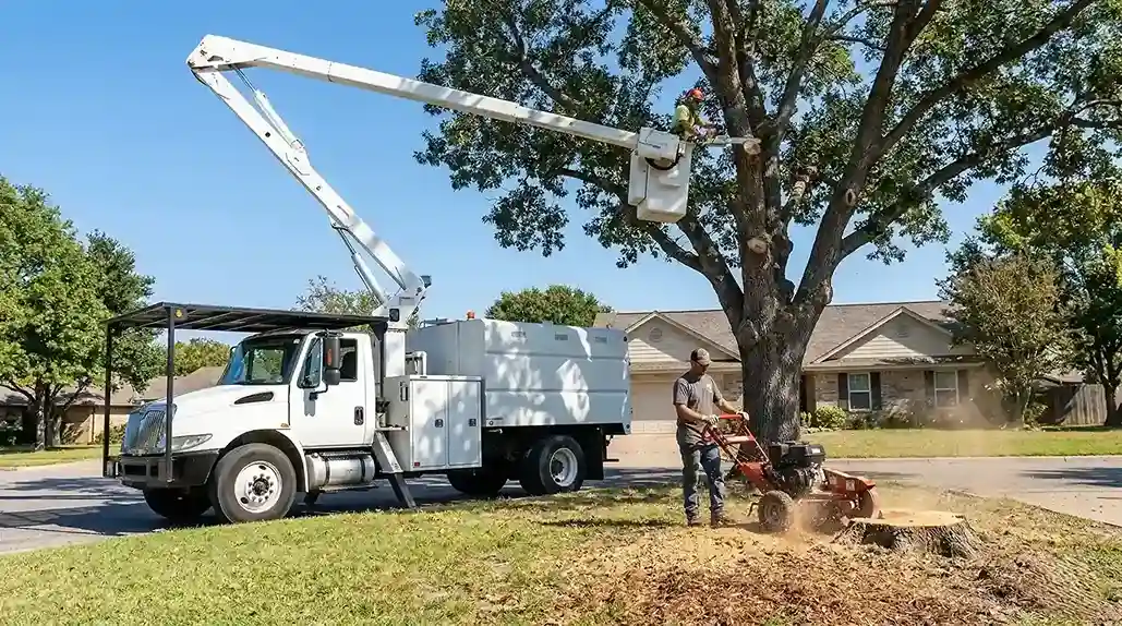 Bucket Truck and Stump Grinder