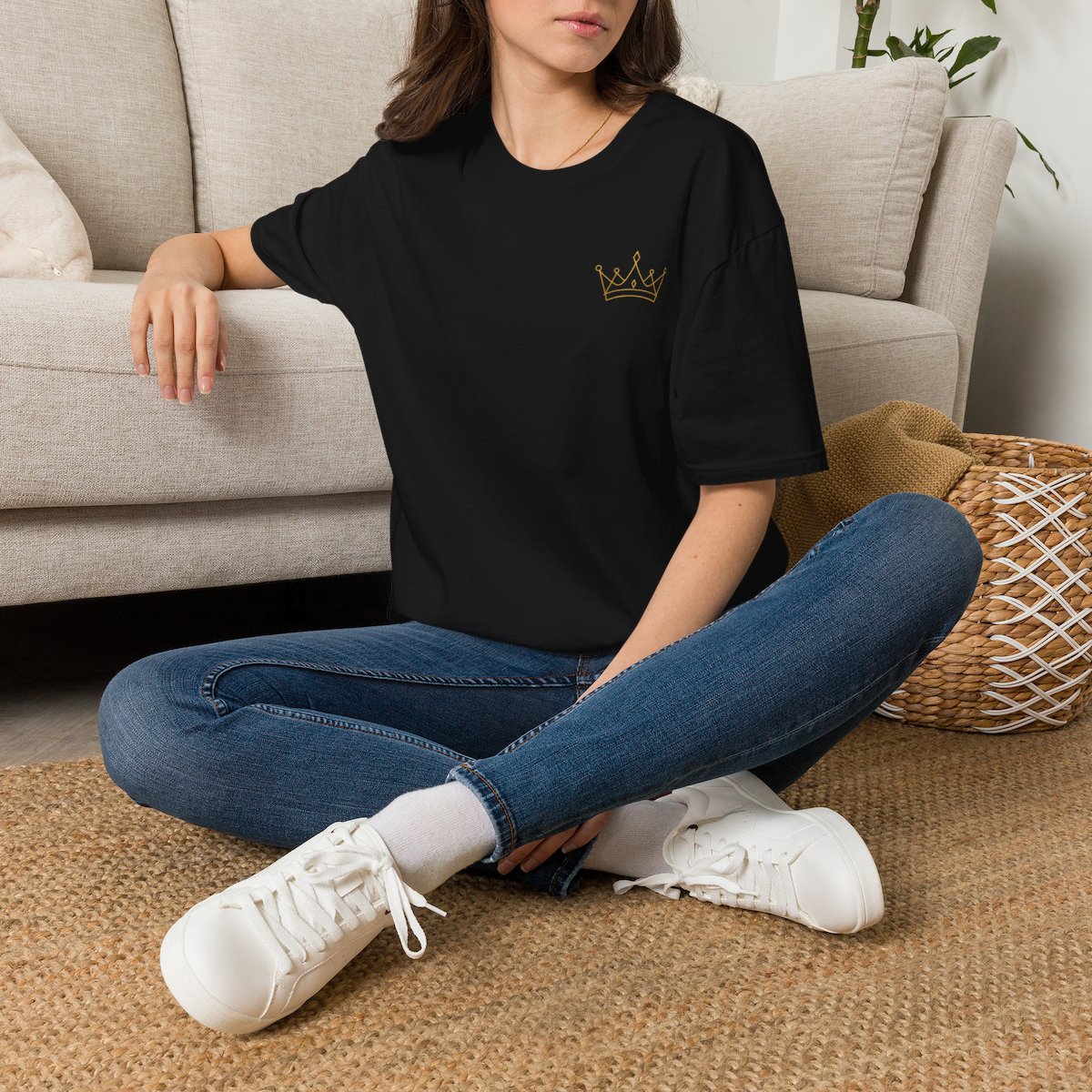 The Invisible Crown Tee, a soft cotton shirt with a minimalist crown over the heart