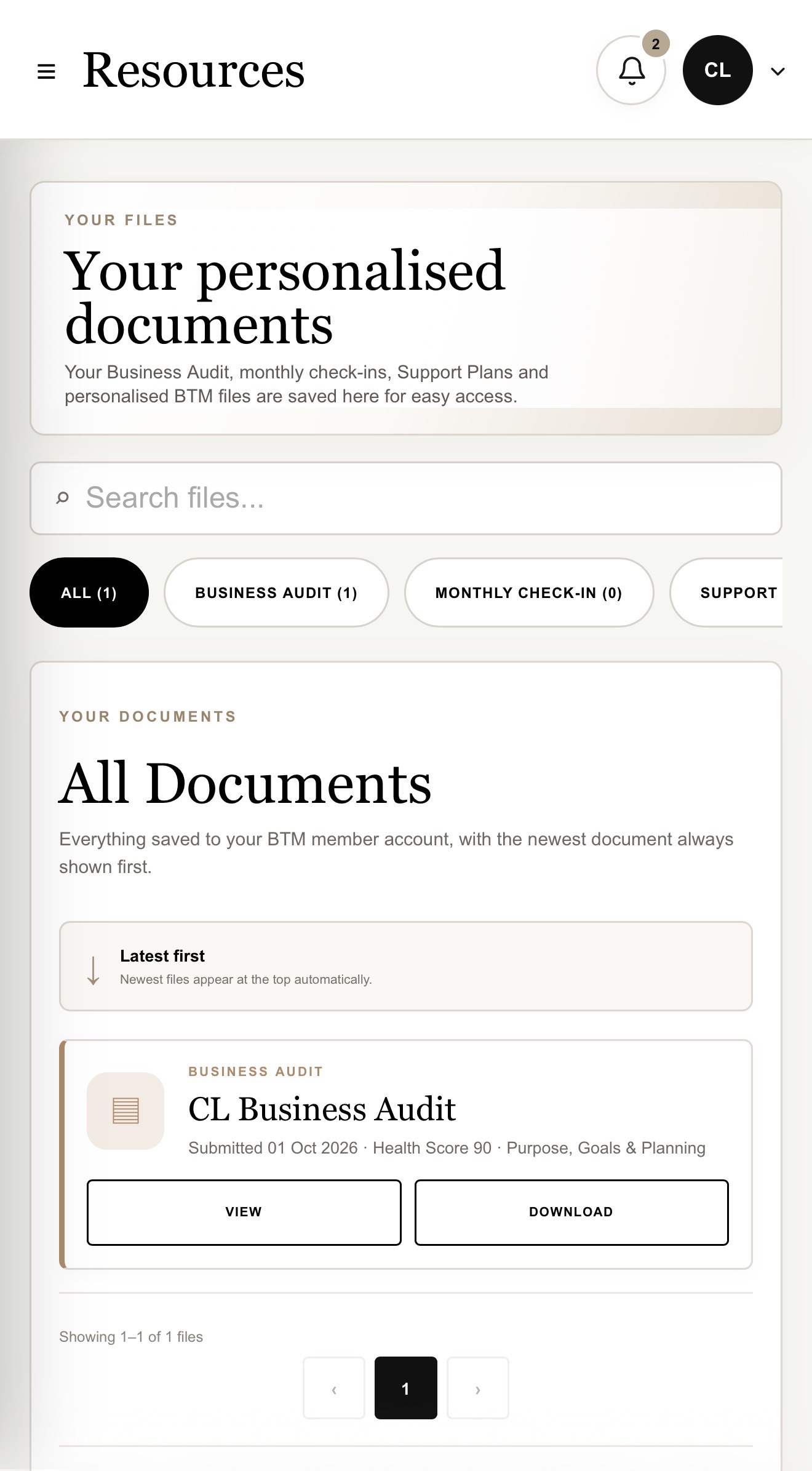 BTM systems and resources portal screenshot