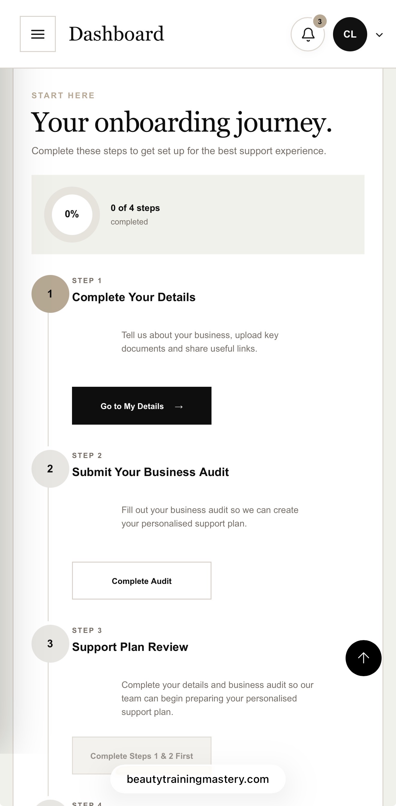 BTM Dashboard portal screenshot