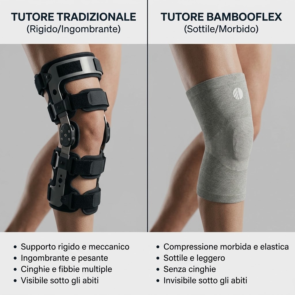 Confronto tra ginocchiera tradizionale e Bambooflex