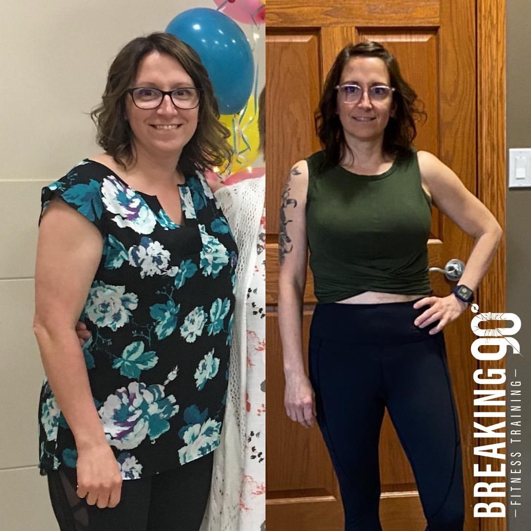 Allyce's before and after transformation with Breaking Ninety