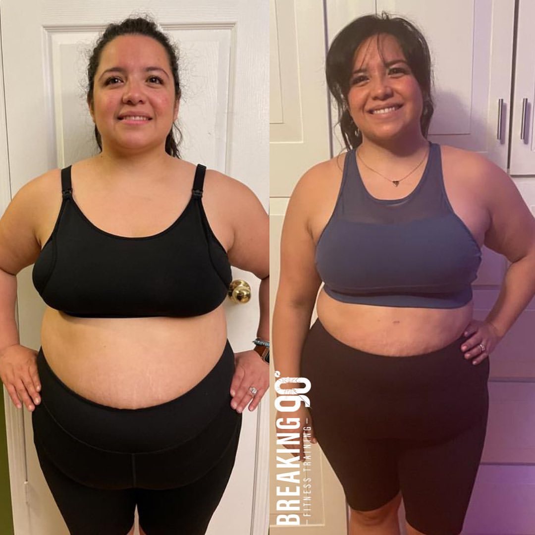Viviana's before and after transformation with Breaking Ninety