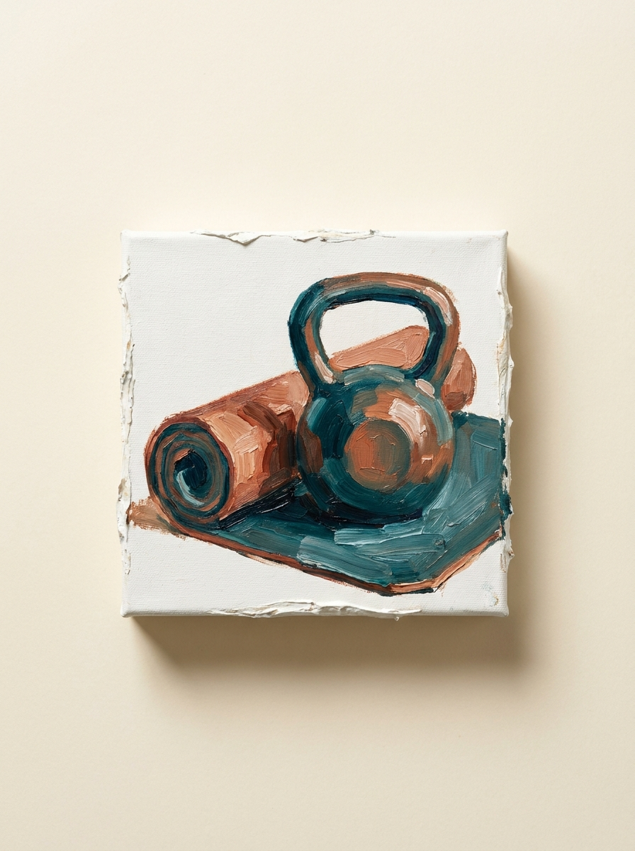 Painted illustration of a kettlebell, gym collection placeholder