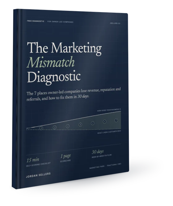 The Marketing Mismatch Diagnostic, a free 12-page guide by Jordan Sellers