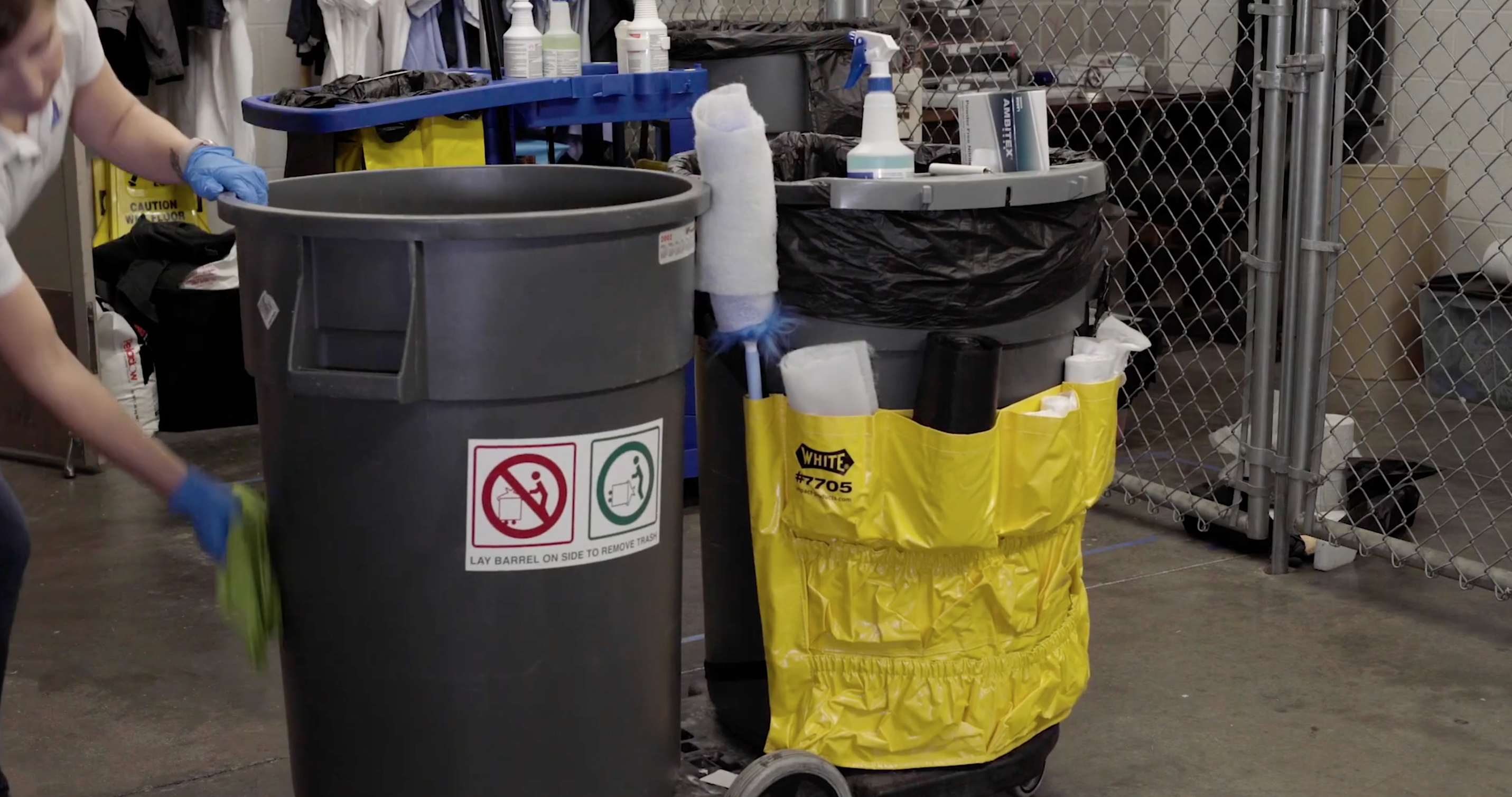 cleaning barrel and cleaning supplies