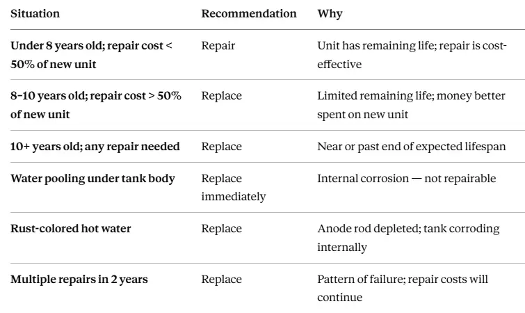 replace vs repair of a water heater replace vs repair of a water heater