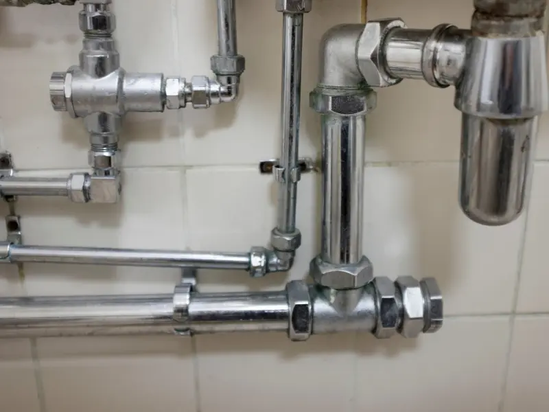 Chrome supply lines and fittings from a completed home repipe.
