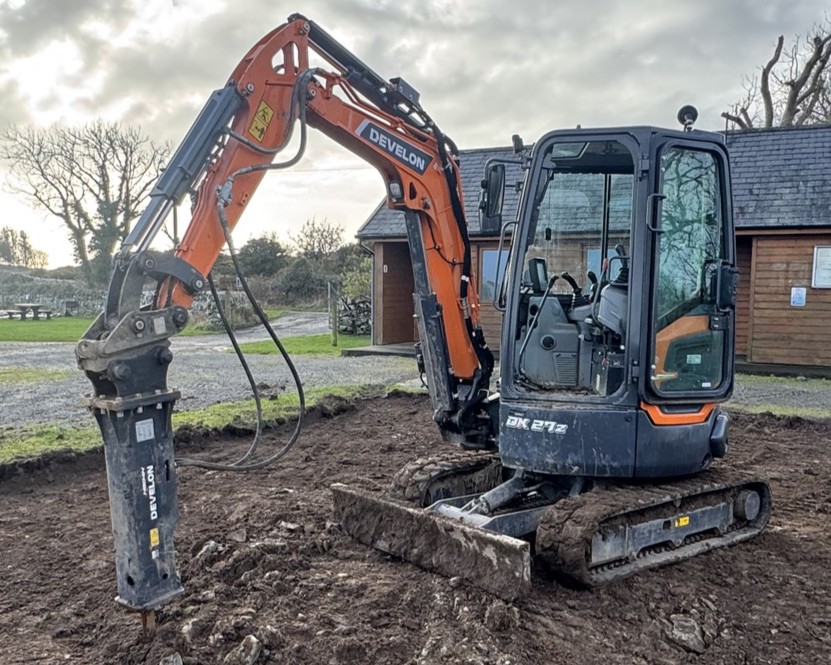 Develon DX27z excavator used by JF Groundworks