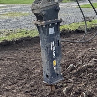 Develon hydraulic breaker attachment used by JF Groundworks