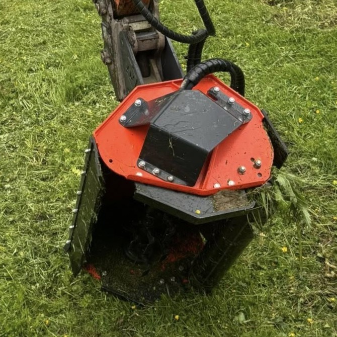 Robustrack flail mower attachment used by JF Groundworks