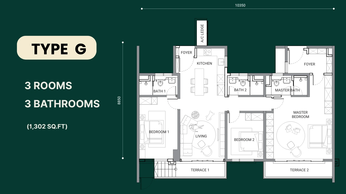 Luxury 3-bedroom condo in Enlace with panoramic city views