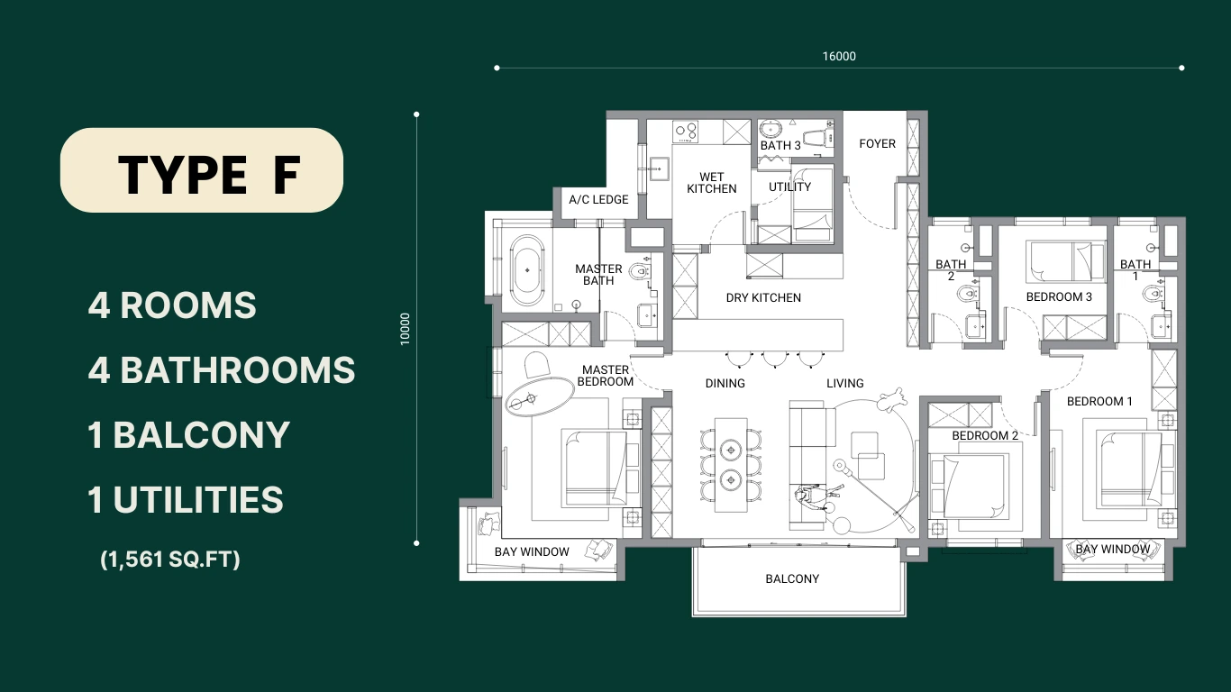 Luxury 4-bedroom condo in Enlace with panoramic city views