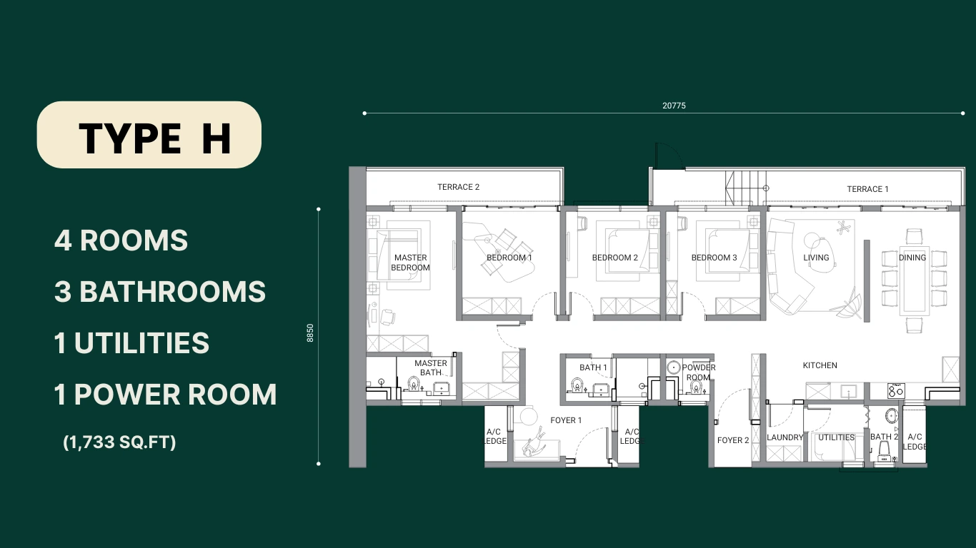 Enlace unit layout with built-in storage and efficient space utilization