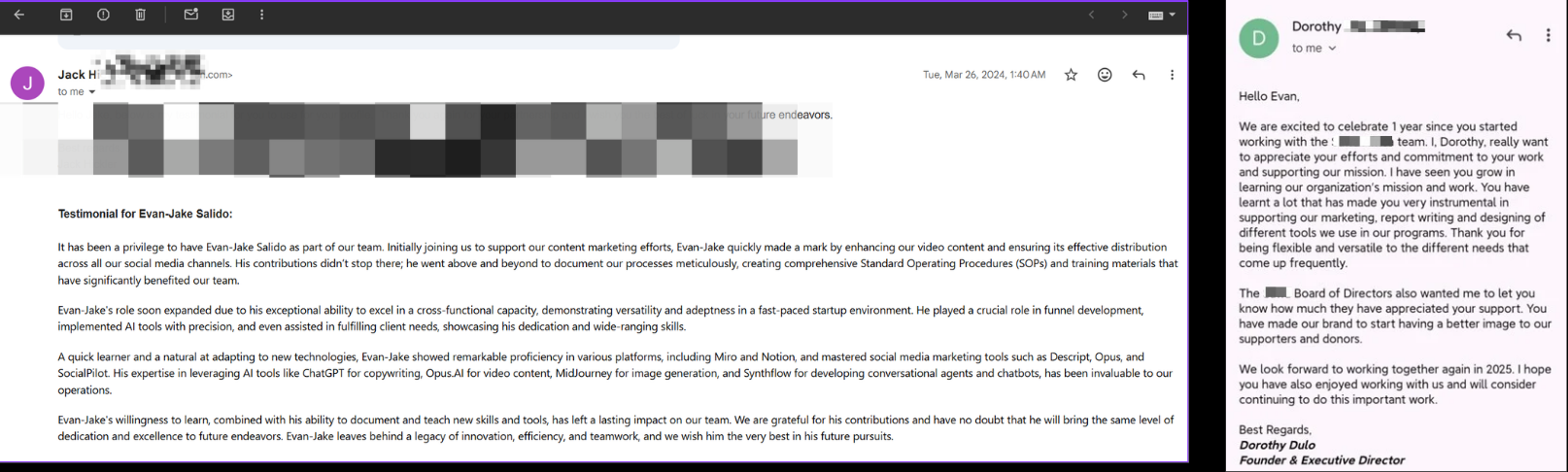 Client testimonials