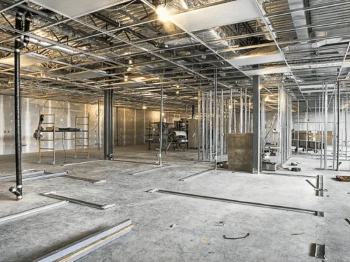 A commercial warehouse being remodelled