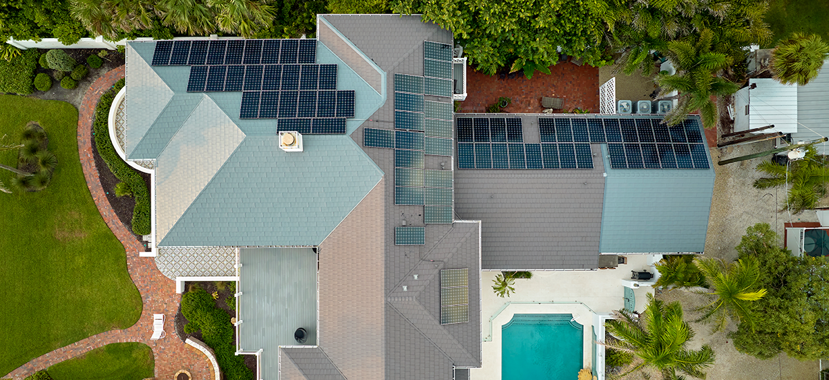 Solar panels on roof