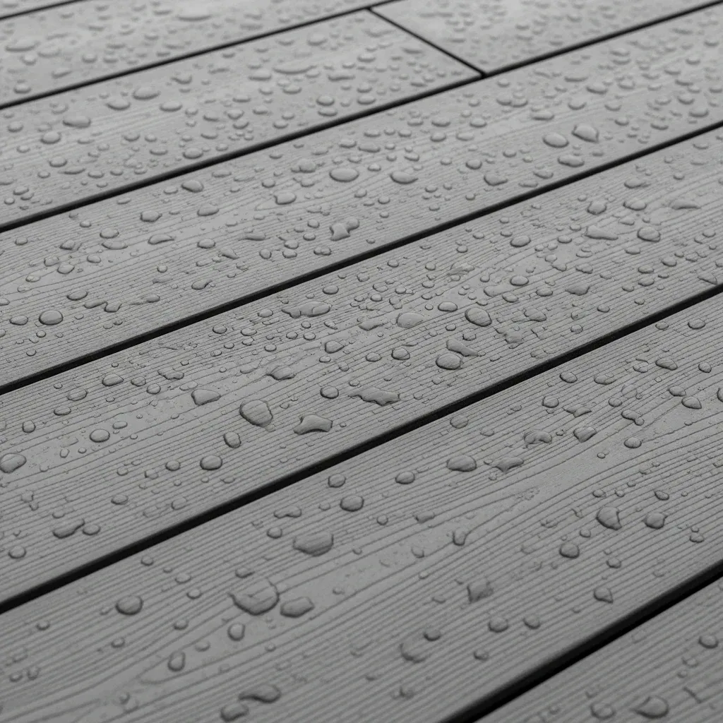 Modern composite decking texture and installation detail