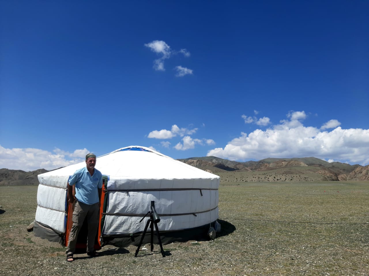 Traditional Mongolian tent under a starry sky