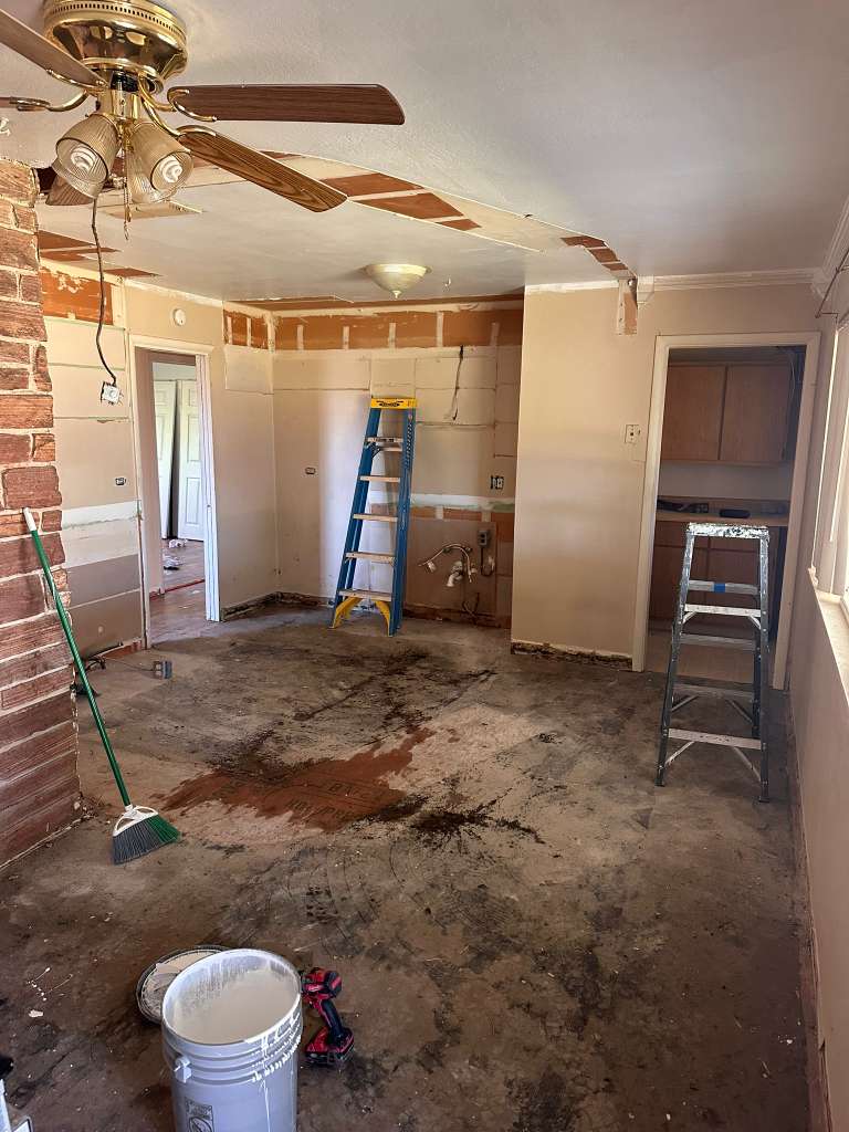 Home interior before — gutted