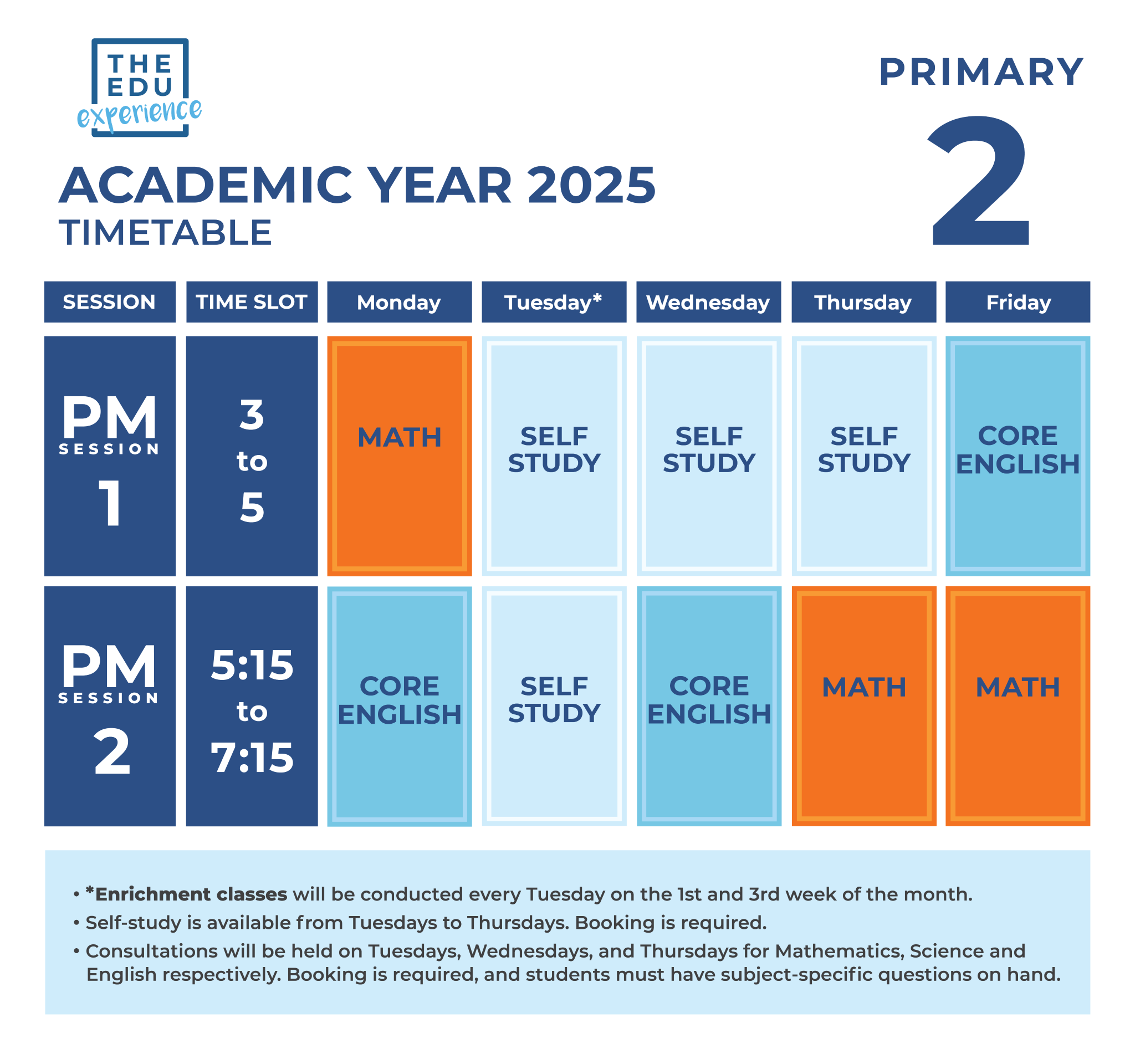 Primary 2 Timetable