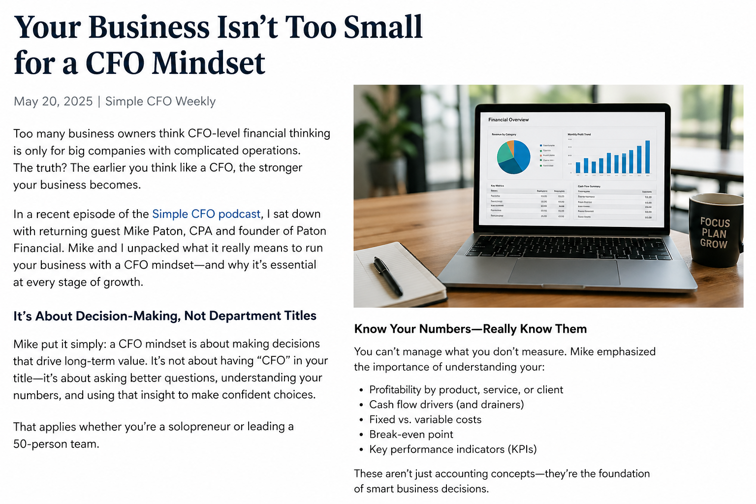 Your Business Isn't Too Small for a CFO Mindset