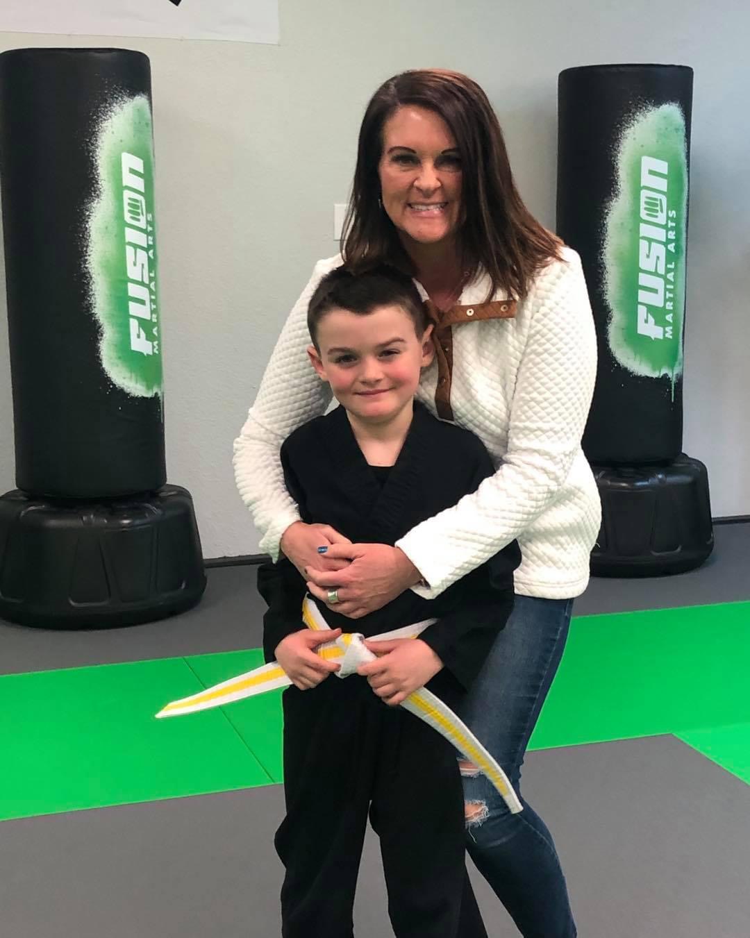 Student with a parent at Fusion Martial Arts