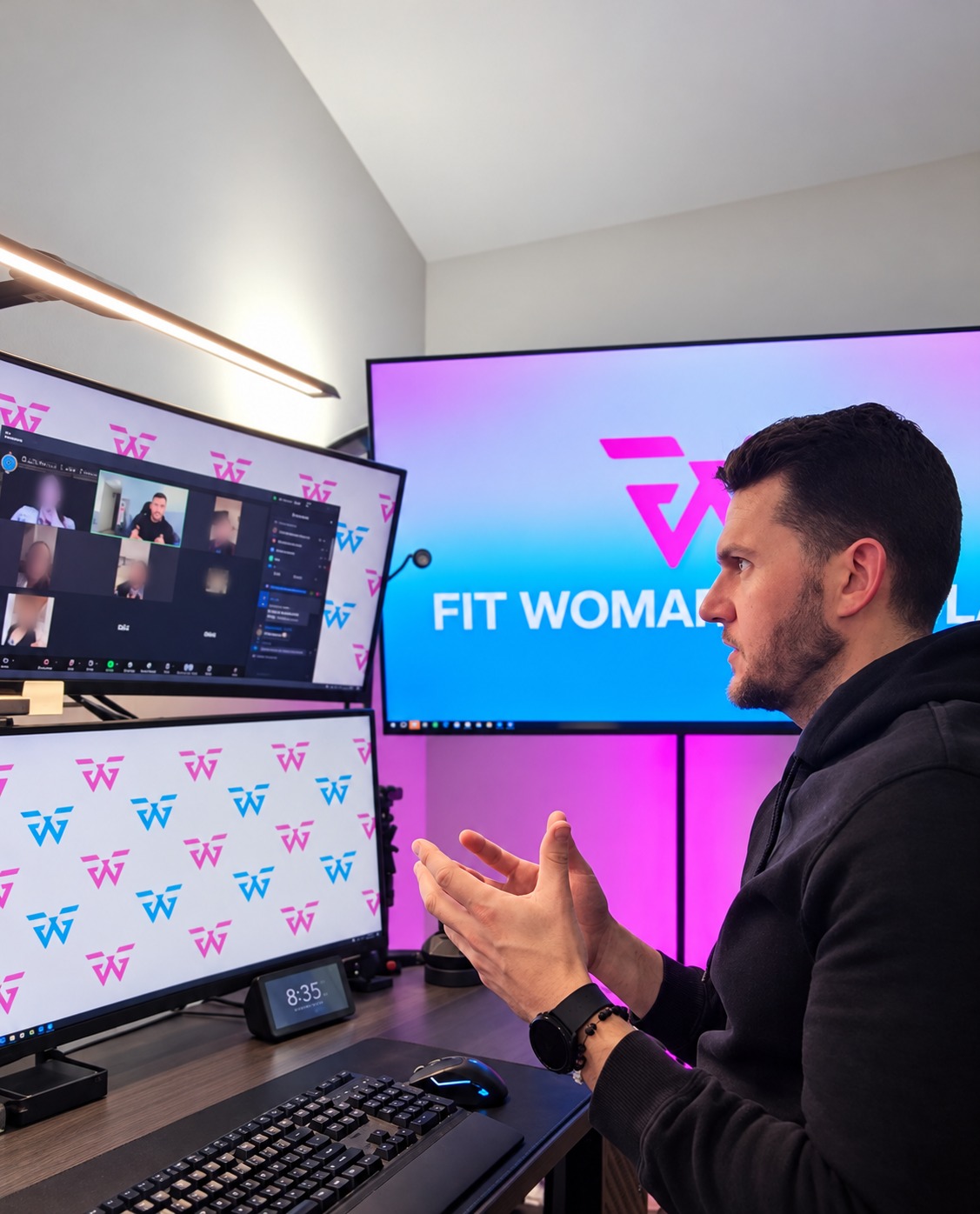 Coach Jonathan leading a live Fit Woman Formula coaching session on Zoom