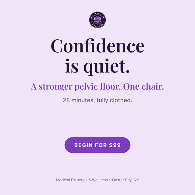Dr. Mary Emsella image ad in lavender with the headline Confidence is quiet.