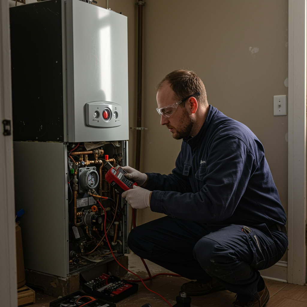 Gas Safe engineer diagnosing a boiler fault in a Glasgow home