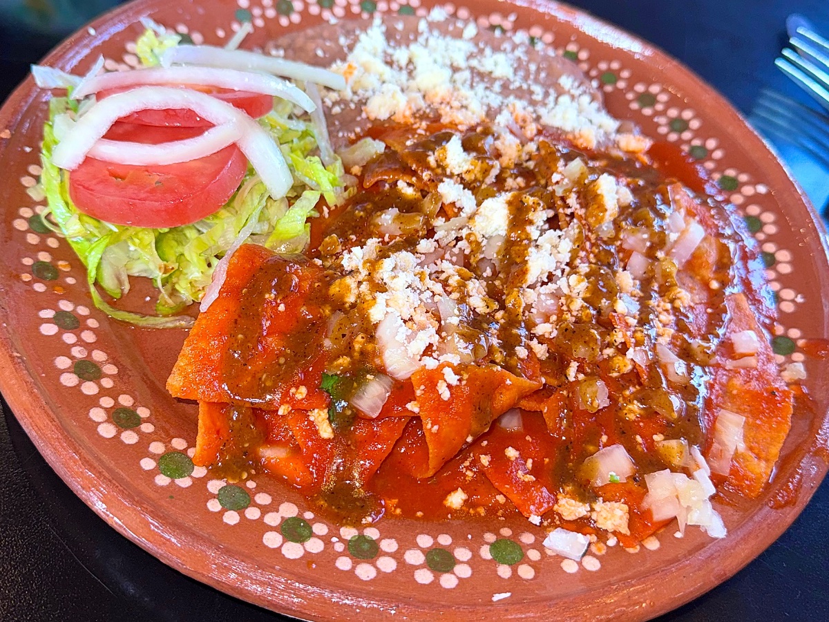 Red chile enchiladas with queso fresco