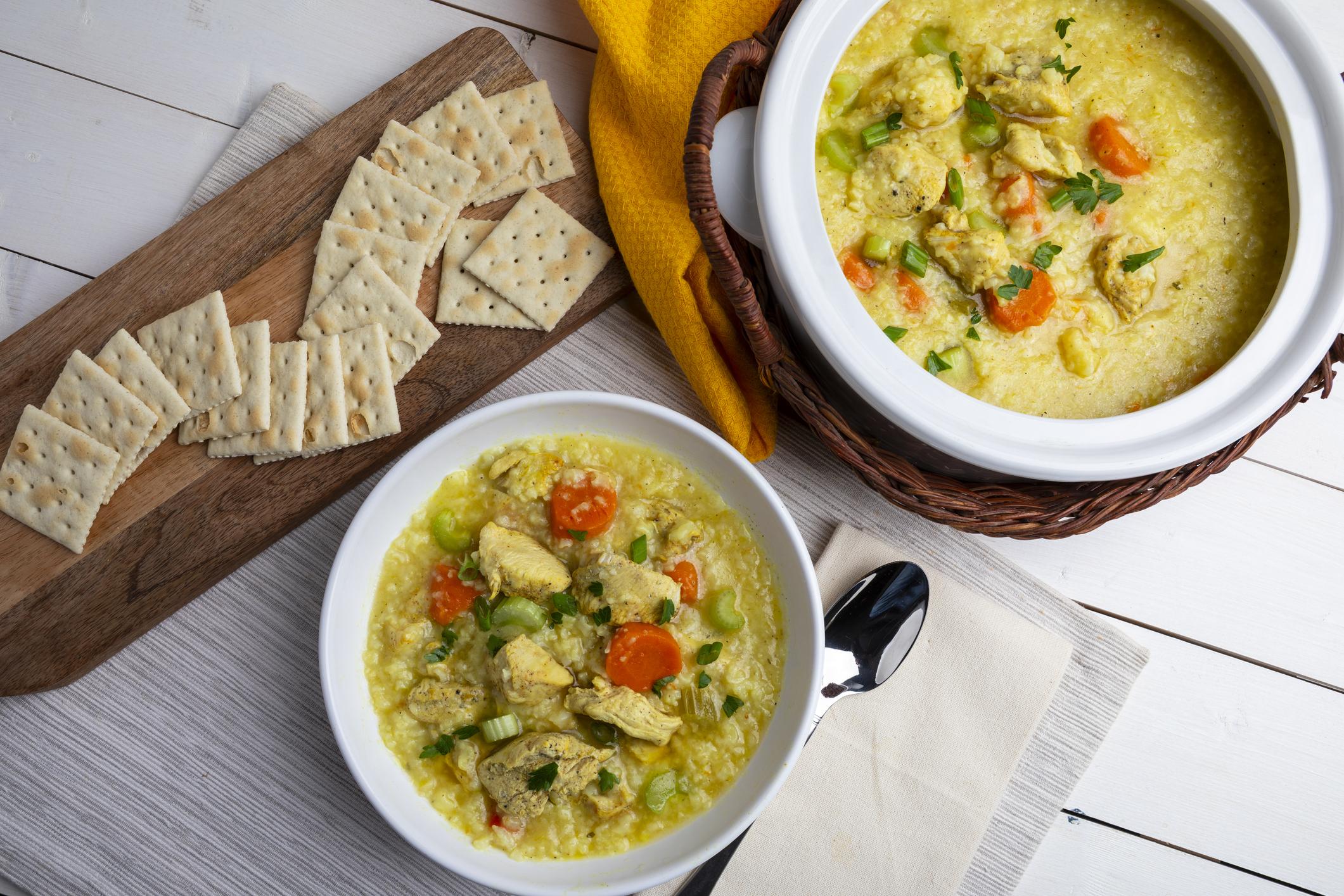 Chicken and vegetable soup. 