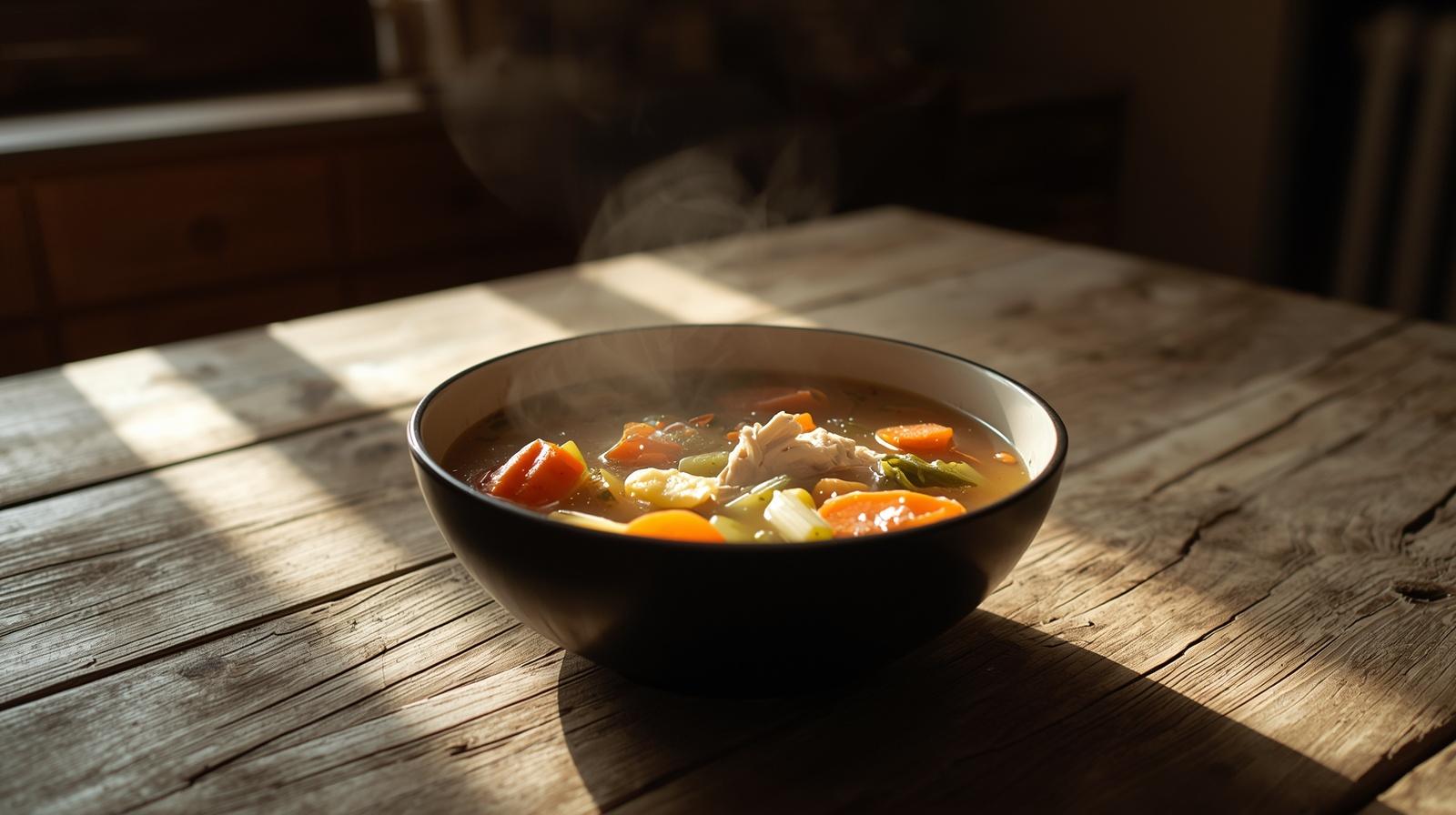 Warm soup. Warm soup.