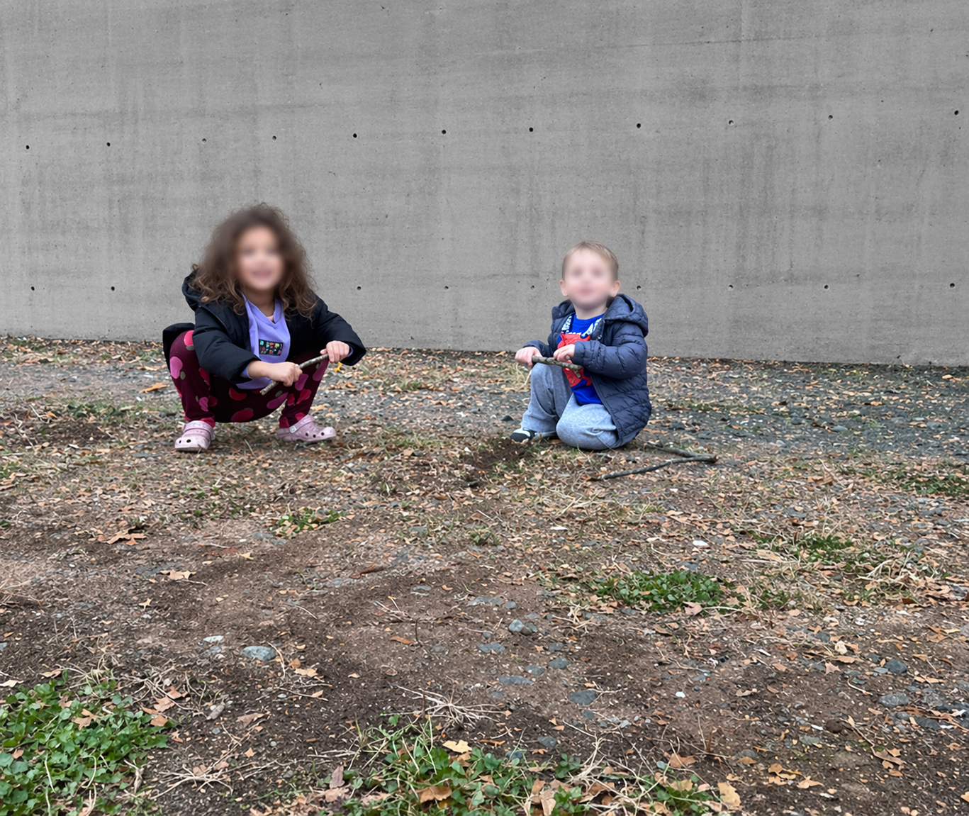 Children playing outside. 