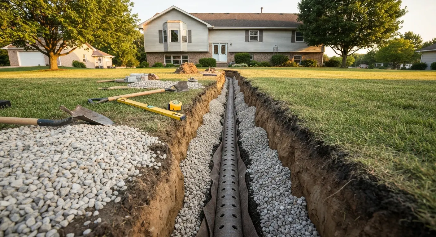 French drain installation