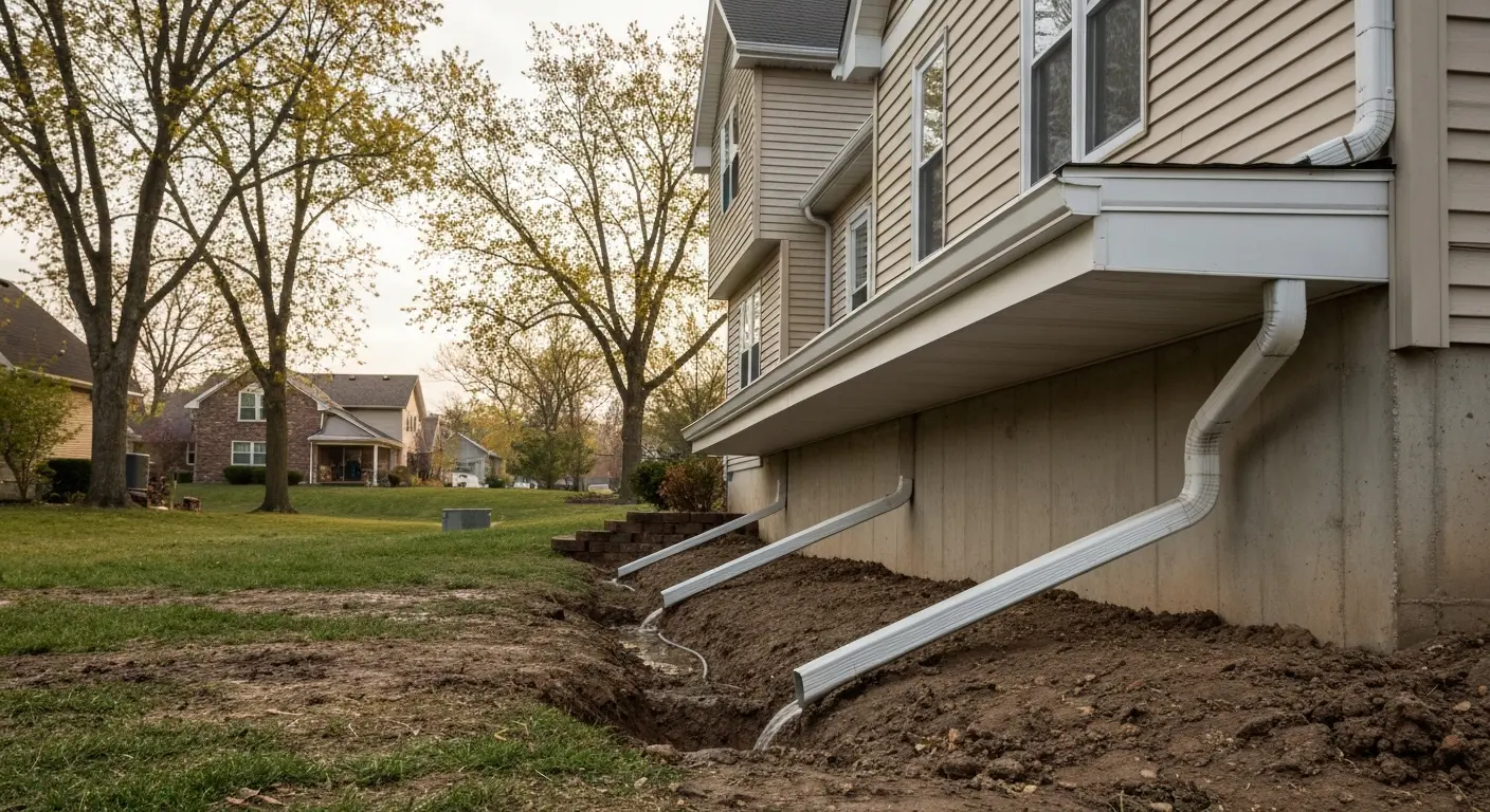 Gutter drainage system installation