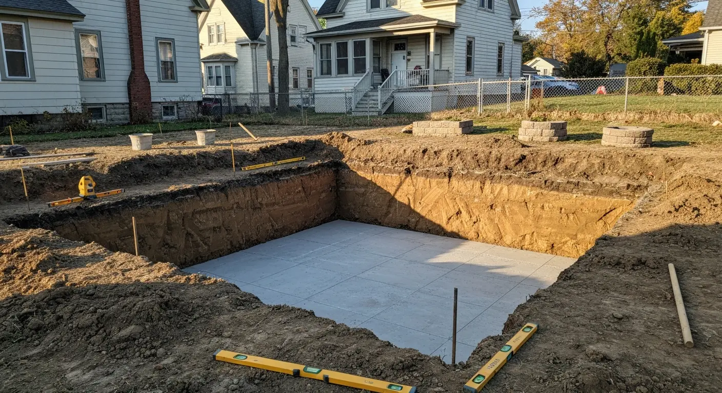 Foundation excavation pit