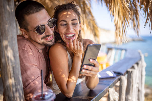 Couple relaxing on the beach