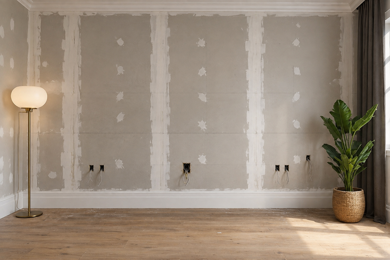 Newton empty wall before custom cabinet installation