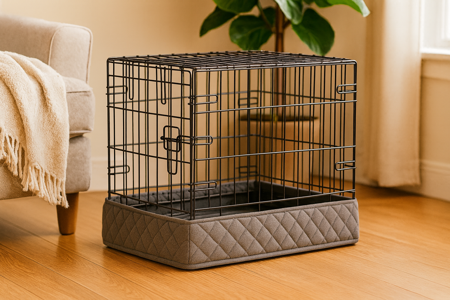 A warm, homey room with a crate made tidy by Crate Wrap