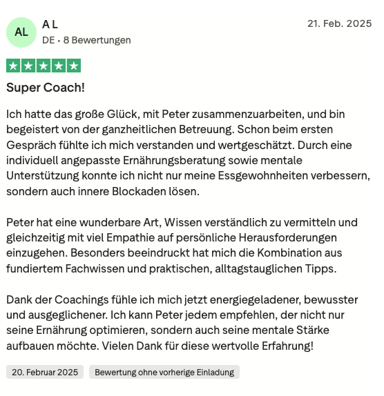 Trustpilot-Bewertung: Super Coach
