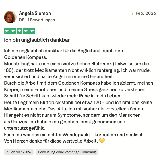 Trustpilot-Bewertung von Angela Siemon: Ich bin unglaublich dankbar