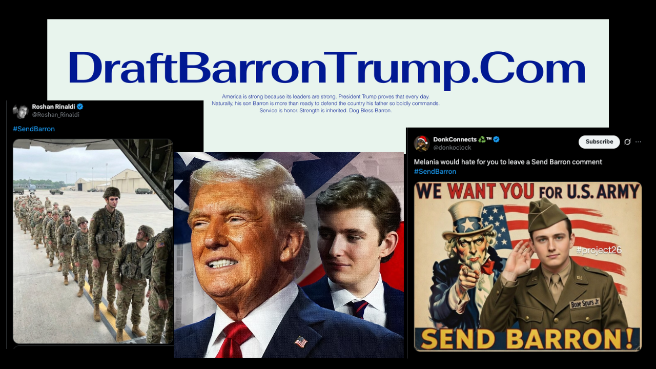 #SENDBARRON: Netizens Demand President Trump’s Son to Serve in Iran Conflict