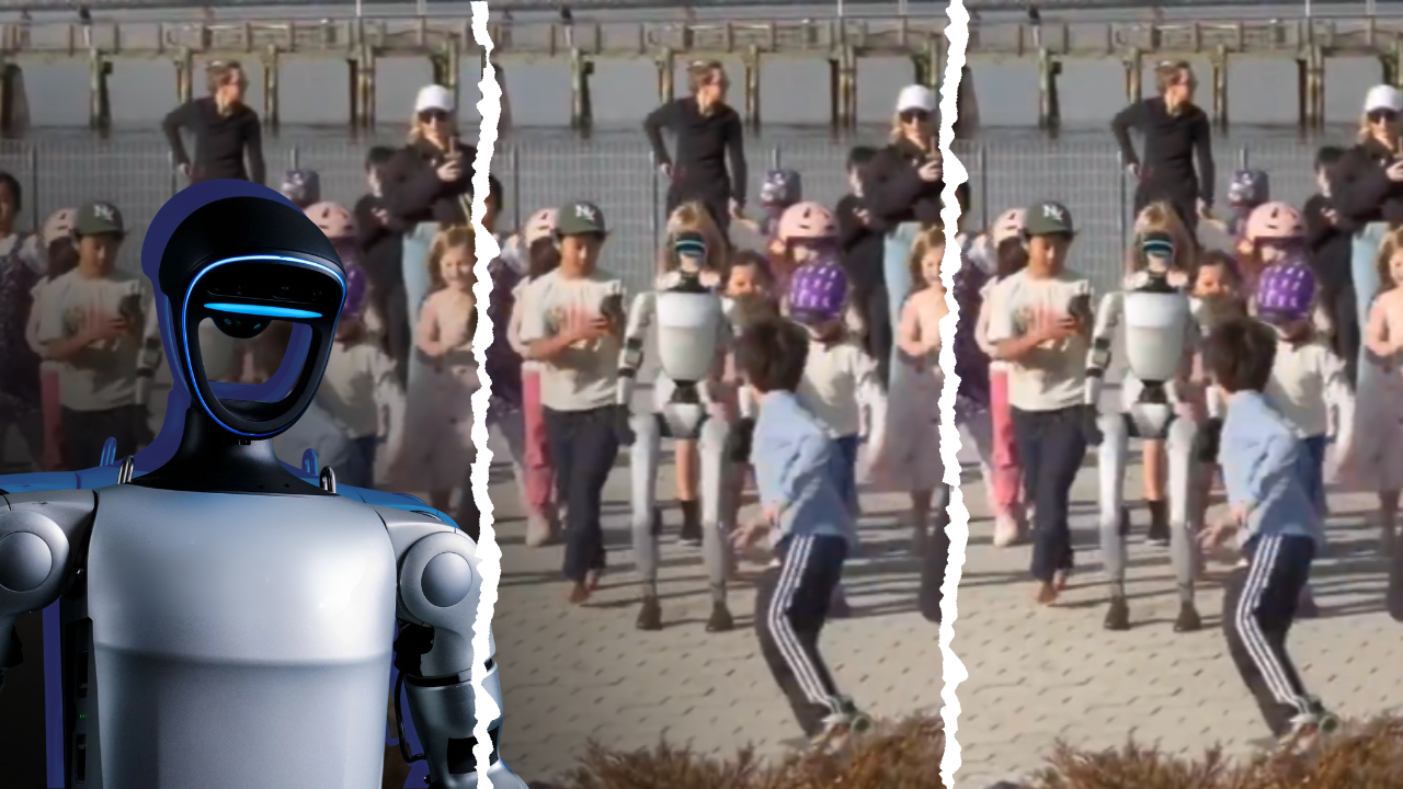 Humanoid Robot Filmed Interacting with Children in Brooklyn Bridge Park