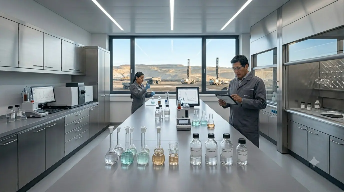 Científicos trabajando en laboratorio químico moderno