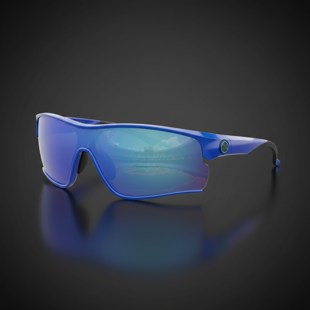 The Closer — royal blue wraparound baseball glasses