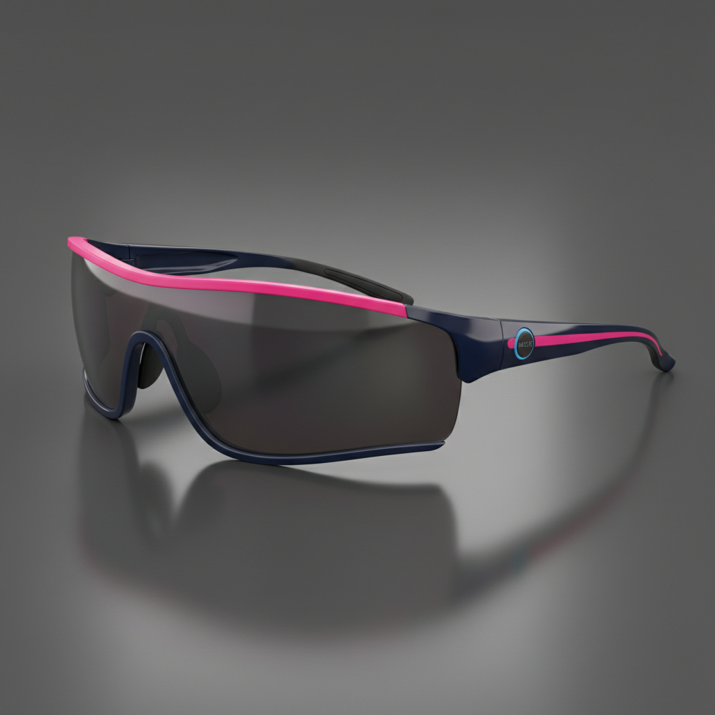 The Slugger — navy softball glasses with hot pink stripe