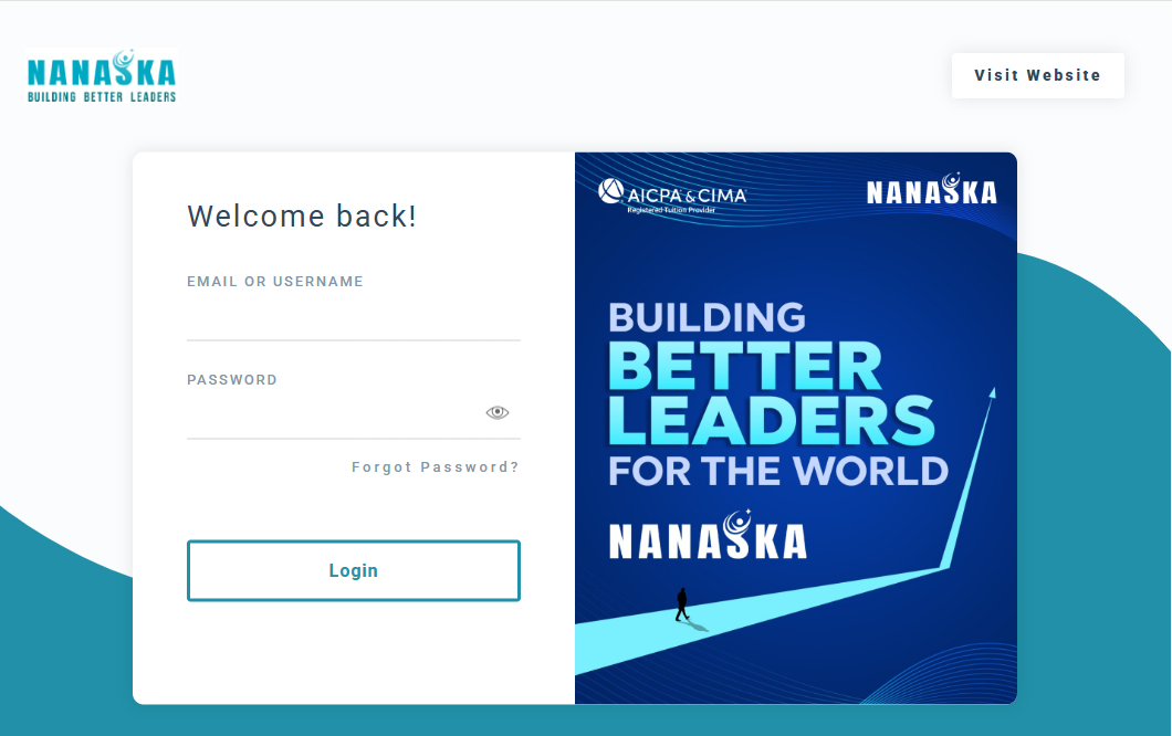 Nanaska Training Institute branded login screen - Sri Lankan training institute using WebCo LMS