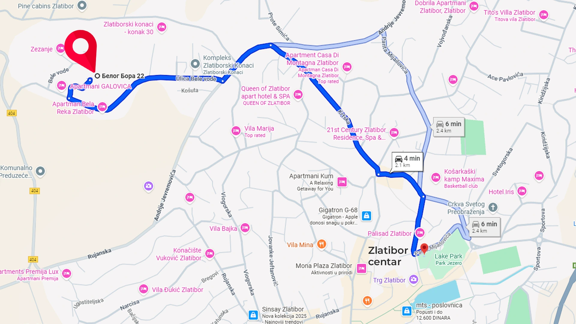 vila zlatibor google Maps
